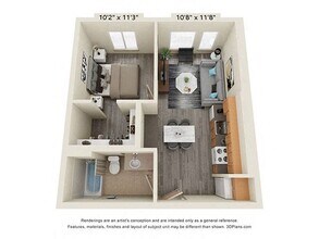 1 Bedroom 60 Percent AMI 729 floor plan